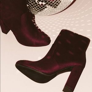 Burgundy suede booties